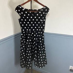 Hell Bunny Vixen Black White Polka Dot Pin Up Style Dress Size Large